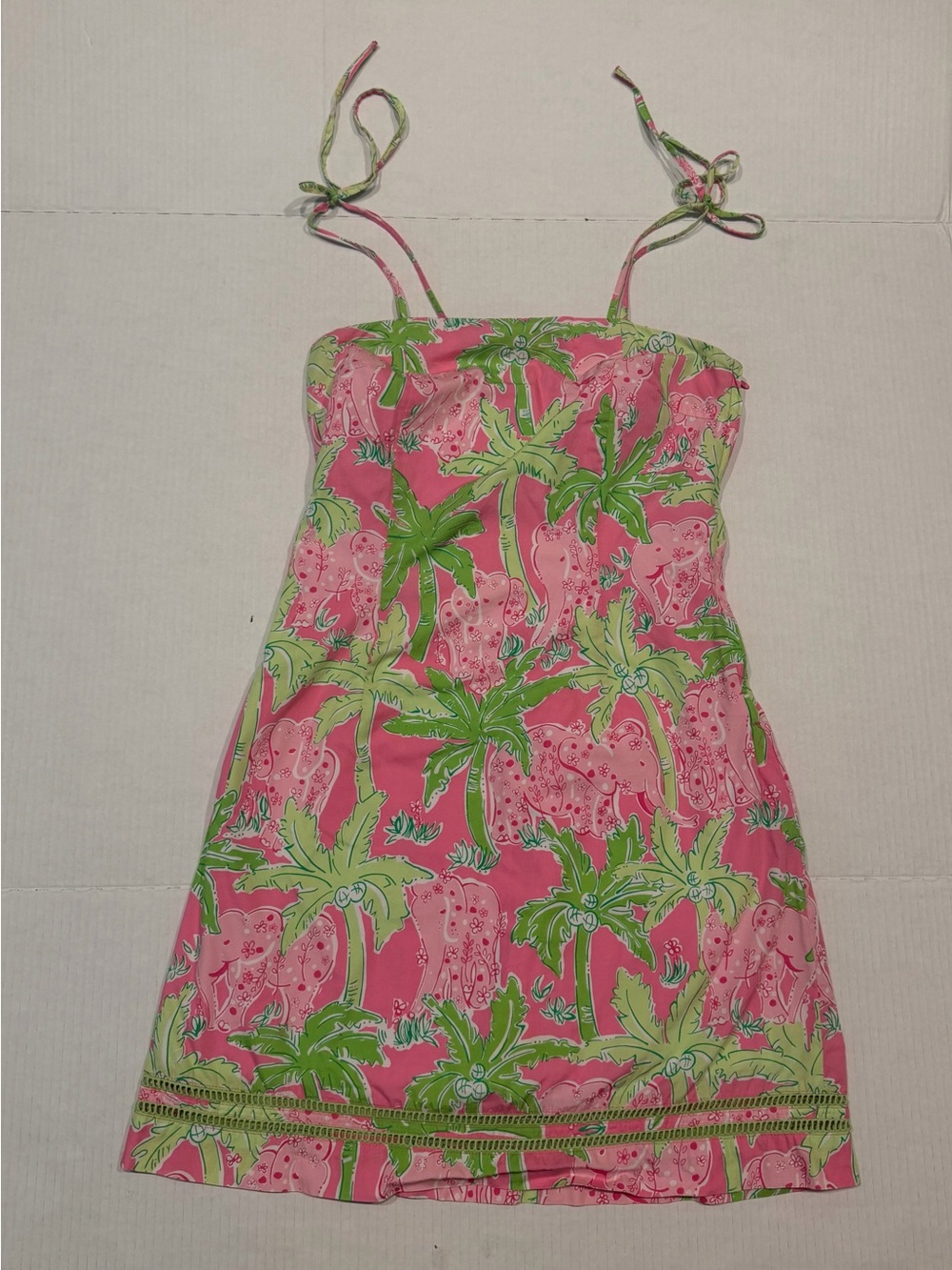 Lilly Pulitzer Pink & Green Tropical Tie-Strap Mini Dress